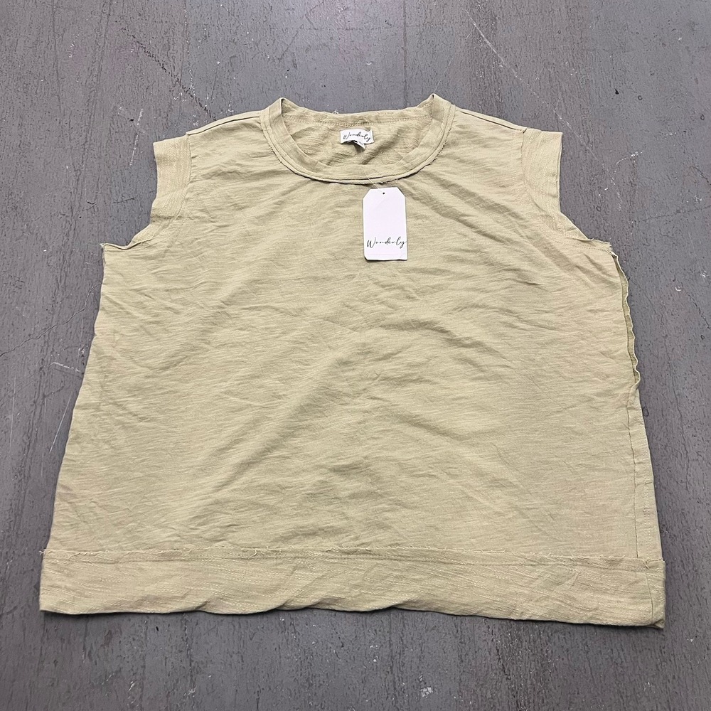 Waverly Women's Sage Green Studio Short Sleeve Blouse Size Large Sleeveless
